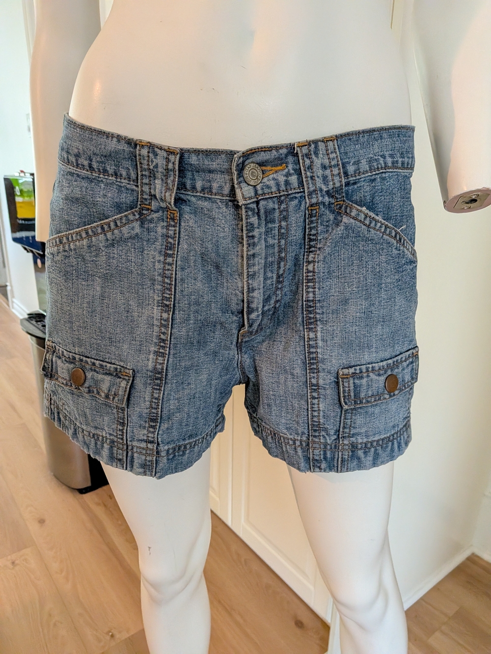GAP Faded Blue Denim Cargo Shorts for Women